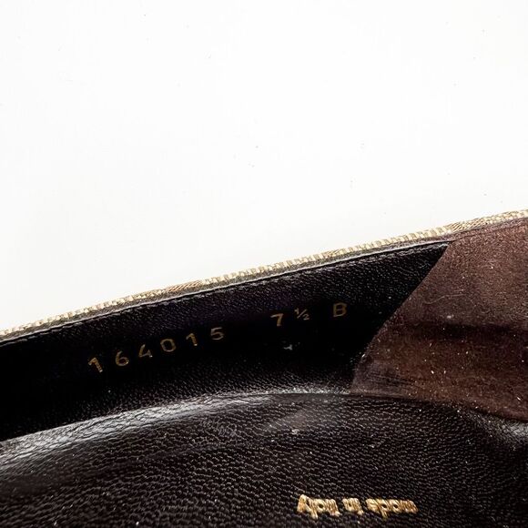 Gucci GG Monogram Brown Canvas Platform Pumps Wooden Heels Size 7.5 - Picture 10 of 12